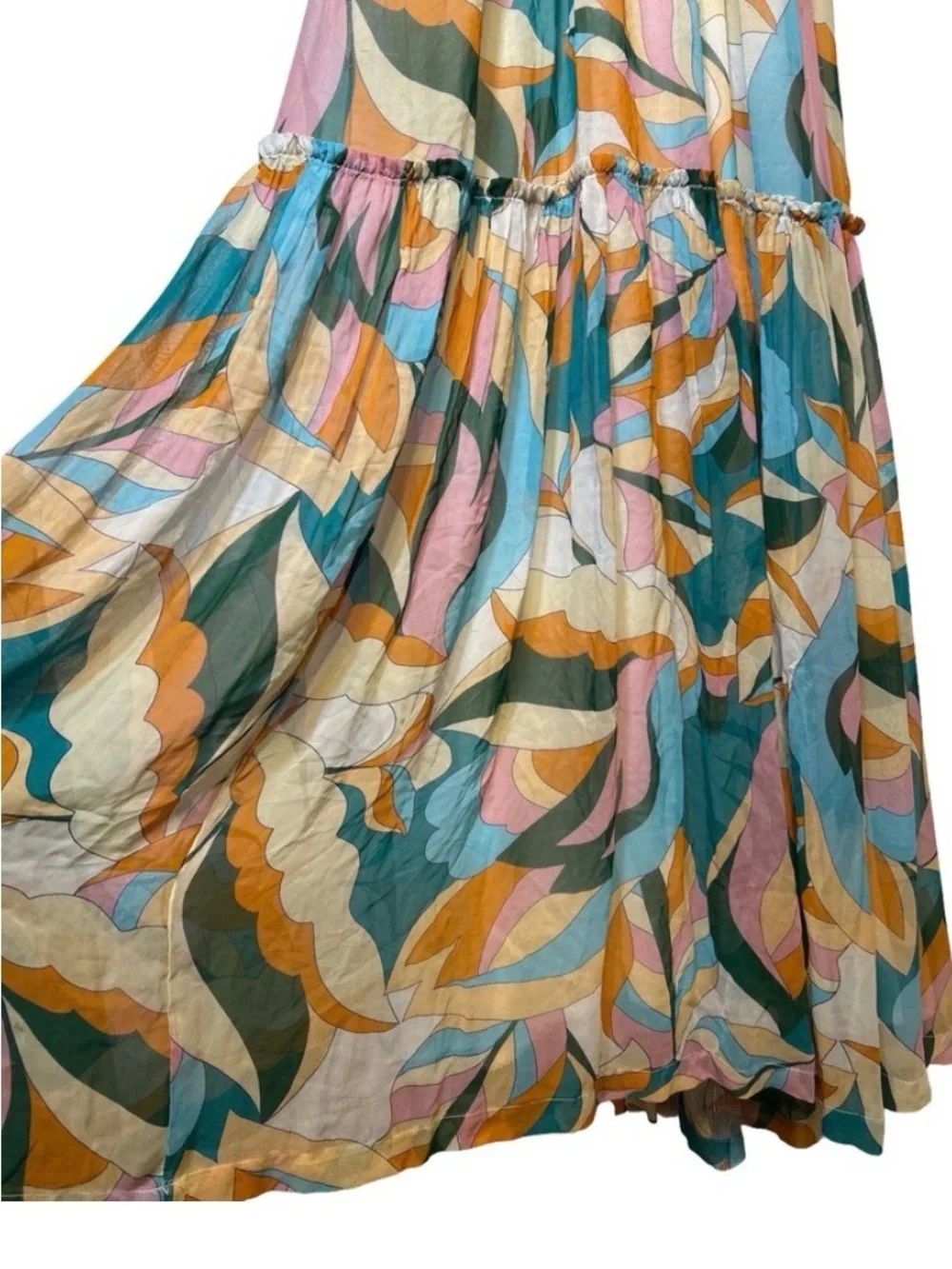 Anthropology Maeve Tierd Keyhole Maxi Dress